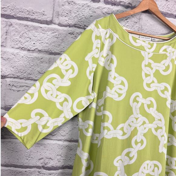 Susan Graver Womens 1X Green Butterknit Chain Link Preppy Equestrian Retro Dress - Picture 5 of 10